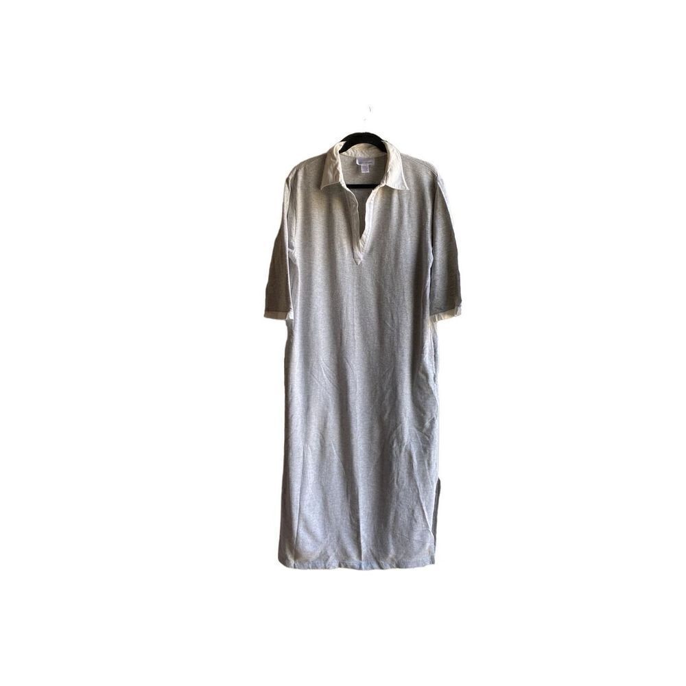Carole Hochman women’s gray and white midi length night shirt size med